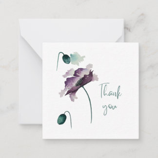 Tarjeta Pequeña Purple Poppy Thank You Flat Notecard