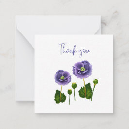 Tarjeta Pequeña Purple Poppy Thank You Flat Notecard