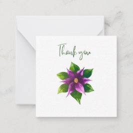 Tarjeta Pequeña Purple Watercolour Flower Thank You Flat Notecard