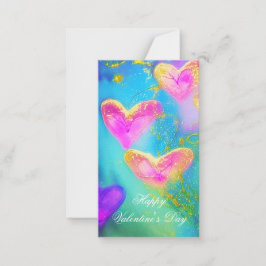 Tarjeta Pequeña Púrpura y rosa corazones purpurinoso niños valenti