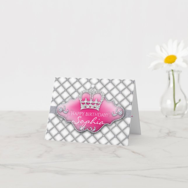 Tarjeta Pequeña Purpurina Crown Tufted Diamond Birday Card (Planta pequeña)