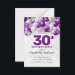 Tarjeta Pequeña Purpurina de Glam Glam con Globo Púrpura Presupues<br><div class="desc">Purpurina de globo Gris Gris violeta morado de Glam moderno deslumbrar cualquier edad Invitación de cumpleaños</div>