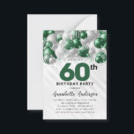 Tarjeta Pequeña Purpurina de globo de plata verde presupuesto 60 c<br><div class="desc">Purpurina de globo Glam Emerald Green Balloon Sparkle a cualquier edad Invitación de cumpleaños</div>