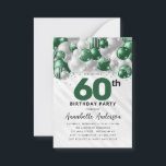 Tarjeta Pequeña Purpurina de globo de plata verde presupuesto 60 c<br><div class="desc">Purpurina de globo Glam Emerald Green Balloon Sparkle a cualquier edad Invitación de cumpleaños</div>