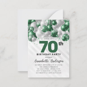 Tarjeta Pequeña Purpurina de globo de plata verde presupuesto 70 c