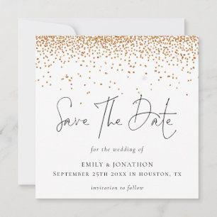 Tarjeta Pequeña Purpurina de oro Boda Confetti Ahorra La Fecha