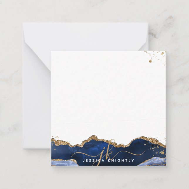 Tarjeta Pequeña Purpurina de oro de monograma con guión elegante d (Anverso)