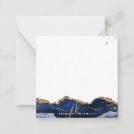 Tarjeta Pequeña Purpurina de oro de monograma con guión elegante d