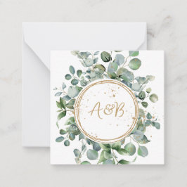 Tarjeta Pequeña Purpurina de oro Eucalyptus - Boda verde