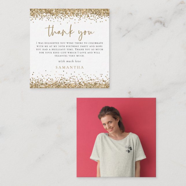 Tarjeta Pequeña PURPURINA de oro MINI Foto Cincuenta y cincuenta G (Anverso / Reverso)