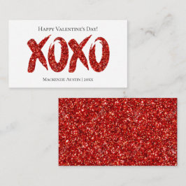 Tarjeta Pequeña Purpurina rojo XOXO | Día de San Valentín de Glam