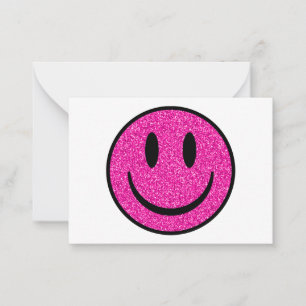 Tarjeta Pequeña Purpurina rosa sonríe cara
