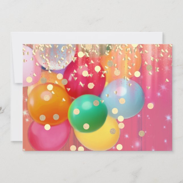 Tarjeta Pequeña Purpurina y globos  (Anverso)