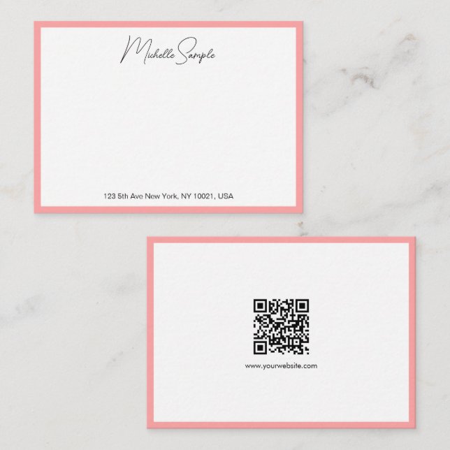 Tarjeta Pequeña QR Code Stylish Modern Handwritten Script Name (Anverso / Reverso)