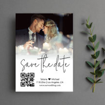 qr código calligraphy pareja foto guardar la fecha