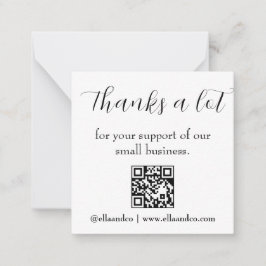 Tarjeta Pequeña QR Thank You Modern Business Note Card