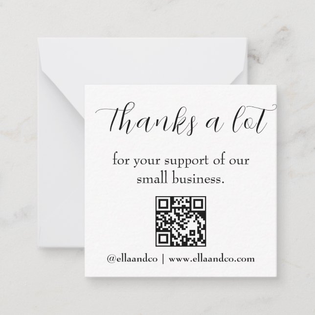 Tarjeta Pequeña QR Thank You Modern Business Note Card (Anverso)