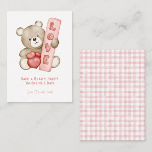 Tarjeta Pequeña Que tengan un oso y feliz estudiante de San Valent