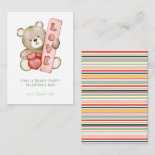 Tarjeta Pequeña Que tengan un oso y feliz estudiante de San Valent