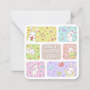 Tarjeta Pequeña Que Tengas Un Día Feliz: Ilustración De Conejito L