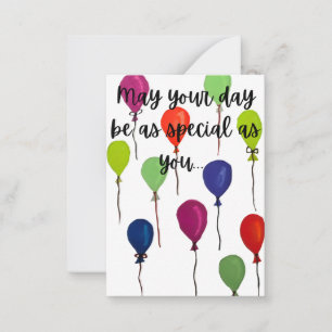 Tarjeta Pequeña Que tu día sea globos coloridos especiales