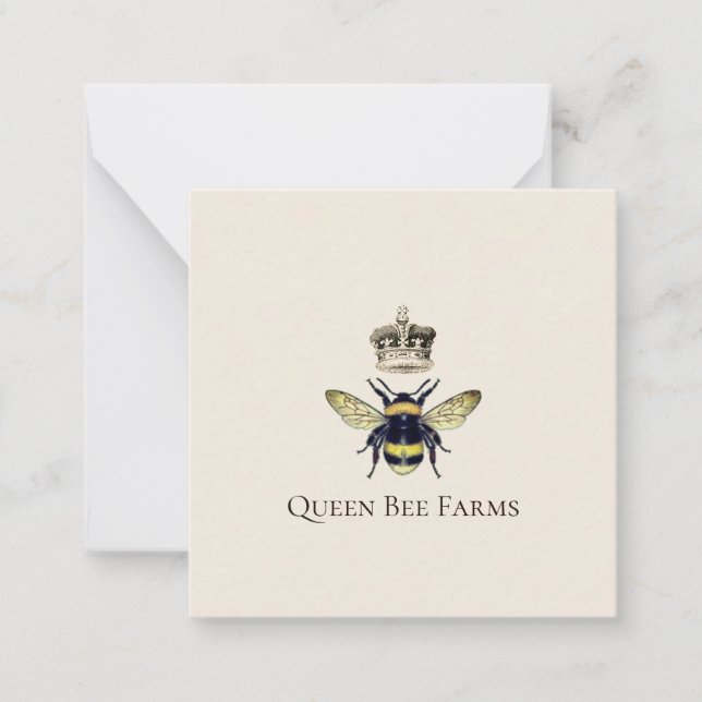 Tarjeta Pequeña Queen Bee Apiary Farm Honey Products Gracias (Anverso)