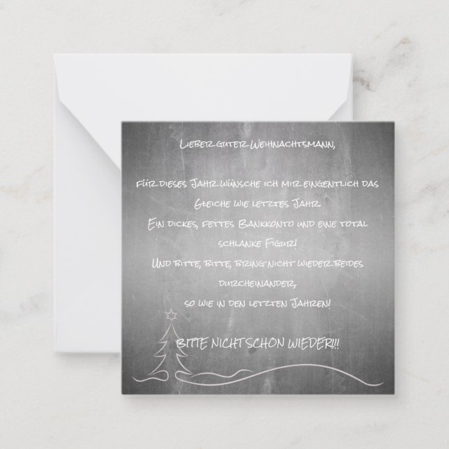 Tarjeta Pequeña Querido buen Santa Claus (Anverso)