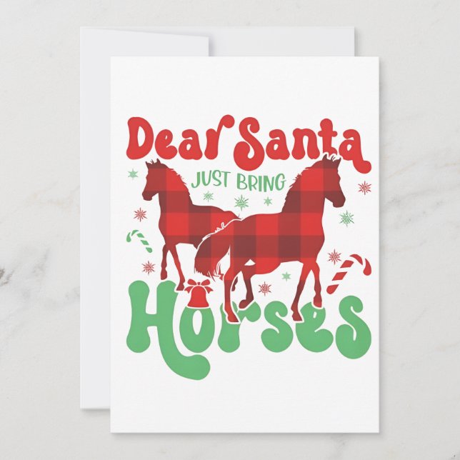 Tarjeta Pequeña Querido Santa Solo Trae los Caballos Divertida Nav (Anverso)