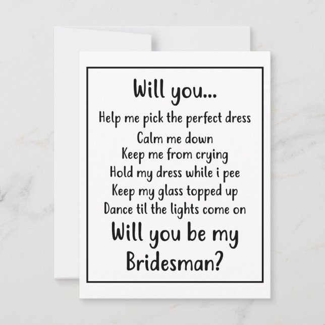 Tarjeta Pequeña ¿Quieres ser mi Bridesman? (Anverso)