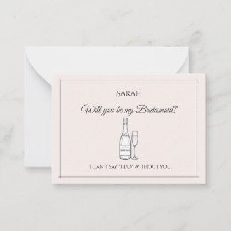 Tarjeta Pequeña ¿Quieres Ser Mi Dama de Honor | Minimalista Elegan