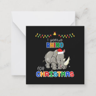 Tarjeta Pequeña Quiero un rinoceronte para Navidad Regalo divertid