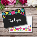 Tarjeta Pequeña Quinceañera Colorful Mexican flowers gracias<br><div class="desc">Diseño colorido de flores mexicanas</div>