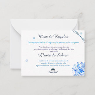 Tarjeta Pequeña Quinceañera Lluvia de Sobres Winter Wonderland