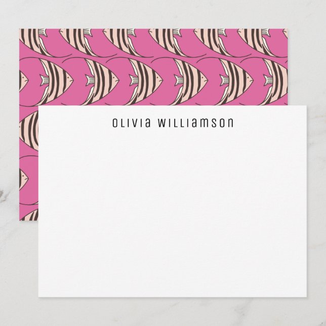 Tarjeta Pequeña Quirky Fun Pescado Angel Rosa Notecard (Anverso / Reverso)