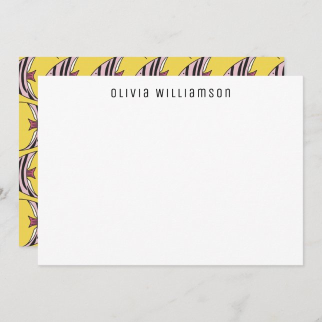 Tarjeta Pequeña Quirky Fun Yellow Angel Fish Notecard (Anverso / Reverso)