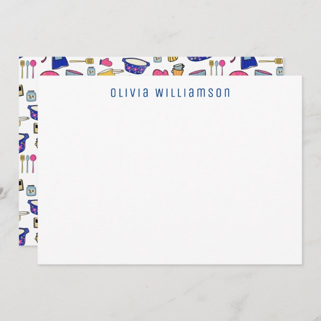 Tarjeta Pequeña Quirky Kitchen Utentils Cake Maker, chef Notecard (Anverso / Reverso)