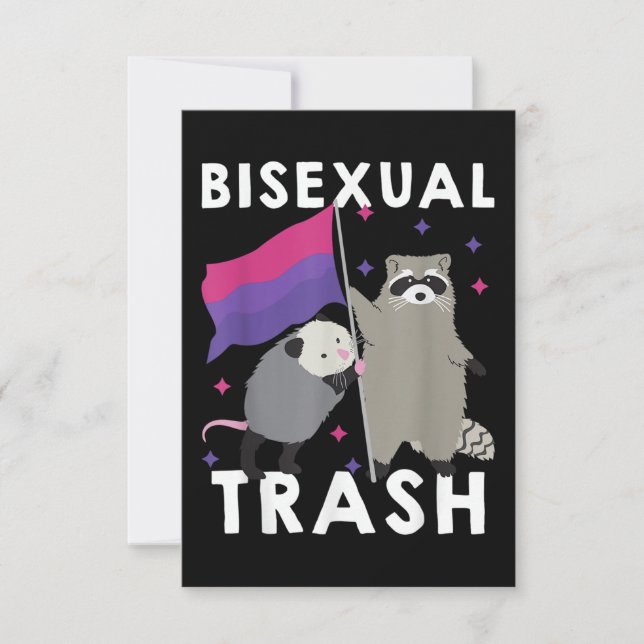 Tarjeta Pequeña Raccoon LGBT arcoiris del orgullo gay de la basura (Anverso)