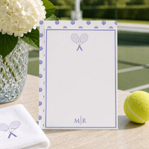 Tarjeta Pequeña Racqueta de tenis Papelería Lunares Monograma Azul