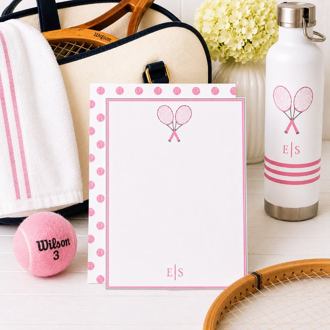 Tarjeta Pequeña Racqueta de tenis Papelería Lunares Monograma Rosa (Subido por el creador)