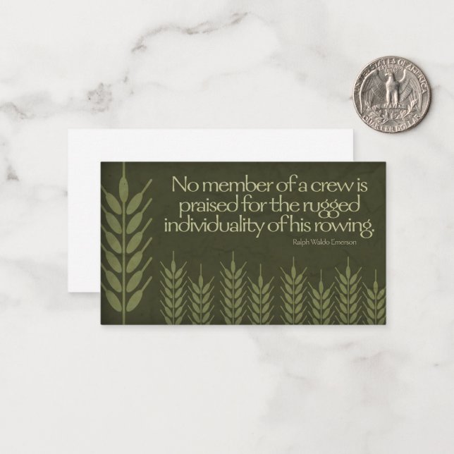 Tarjeta Pequeña Ralph Waldo Emerson cita Inspiradora "Crew" (Anverso/Reverso In Situ)