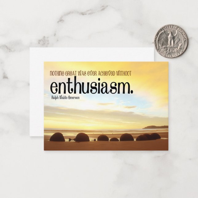 Tarjeta Pequeña Ralph Waldo Emerson Entusiasmo por la cita Inspira (Anverso/Reverso In Situ)