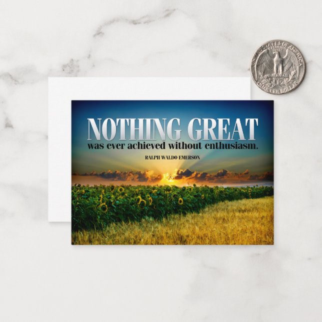 Tarjeta Pequeña Ralph Waldo Emerson Entusiasmo por la cita Inspira (Anverso/Reverso In Situ)