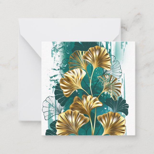 Tarjeta Pequeña Rama con hojas doradas Ginko Biloba (Anverso)