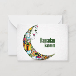 Tarjeta Pequeña Ramadan Kareem Colorful Crescent