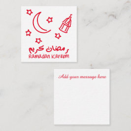 Tarjeta Pequeña Ramadan Kareem rojo farol islámico árabe