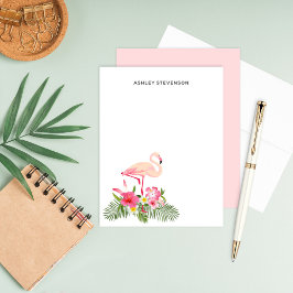 Tarjeta Pequeña Ramo de flamenco rosa tropical con monograma