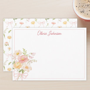 Tarjeta Pequeña Ramo Floral De Flores Bonitas Monograma Acuarela