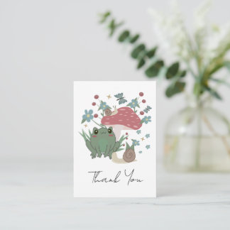 Tarjeta Pequeña Rana y Caracol Adorables Gracias