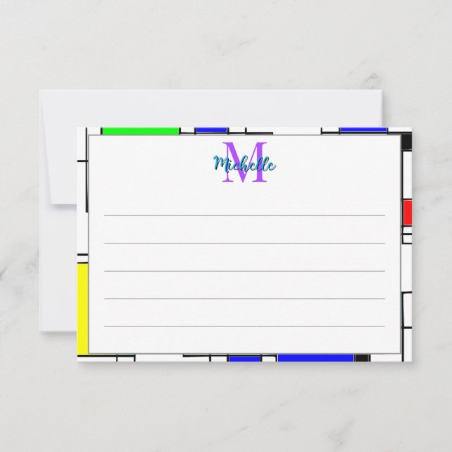 Tarjeta Pequeña Random Squares Homage To Mondrian Personalized (Anverso)
