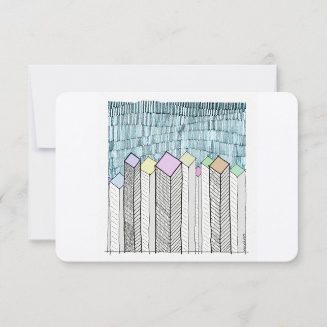 Tarjeta Pequeña Rascacielos esquemáticos (Anverso)